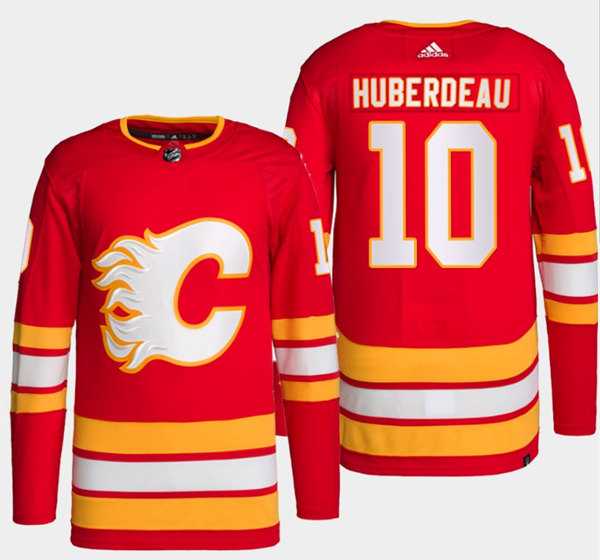 Mens Calgary Flames #10 Jonathan Huberdeau Red Stitched Jersey Dzhi->calgary flames->NHL Jersey